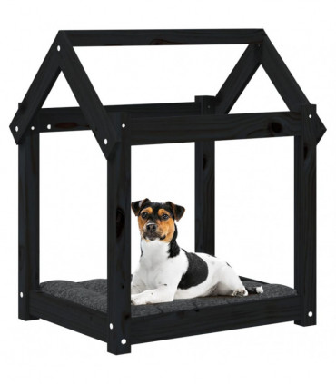 Dog Bed Black 61x50x70 cm Solid Wood Pine