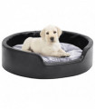 Dog Bed Black and Grey 69x59x19 cm Plush and Faux Leather
