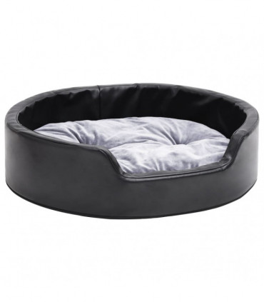Dog Bed Black and Grey 69x59x19 cm Plush and Faux Leather