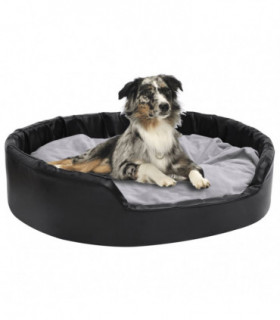 Dog Bed Black and Grey 99x89x21 cm Plush and Faux Leather