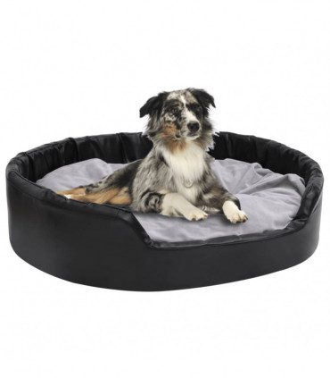 Dog Bed Black and Grey 99x89x21 cm Plush and Faux Leather