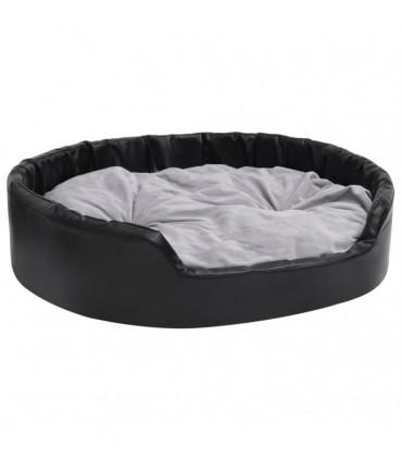Dog Bed Black and Grey 99x89x21 cm Plush and Faux Leather