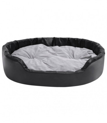 Dog Bed Black and Grey 99x89x21 cm Plush and Faux Leather