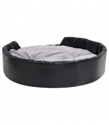 Dog Bed Black and Grey 99x89x21 cm Plush and Faux Leather