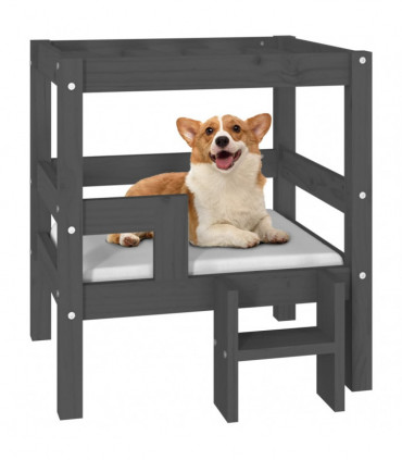 Dog Bed Grey 55.5x53.5x60 cm Solid Wood Pine