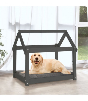 Dog Bed Grey 81x60x70 cm Solid Wood Pine