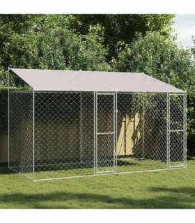 Dog Cage Silver 400 x 200 x 256 cm Galvanised Steel