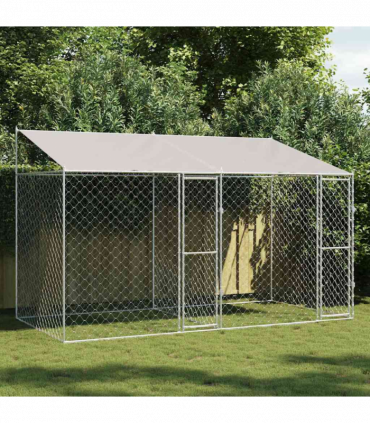 Dog Cage Silver 400 x 200 x 256 cm Galvanised Steel