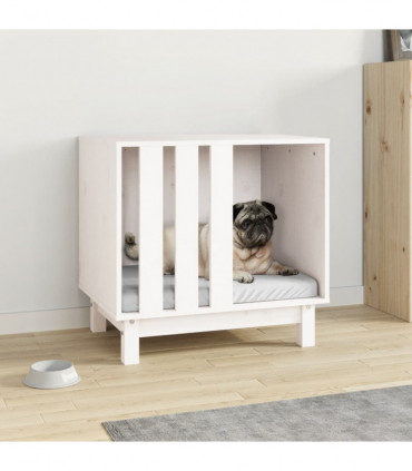 Dog House White 60x45x57 cm Solid Wood Pine