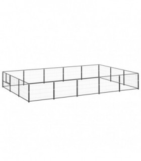 Dog Kennel Black 15 m² Steel