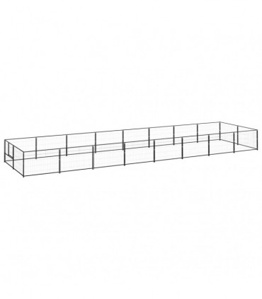 Dog Kennel Black 16 m² Steel