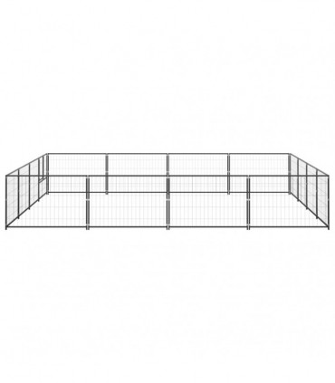 Dog Kennel Black 16 m² Steel