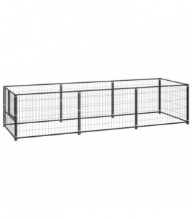 Dog Kennel Black 3 m² Steel