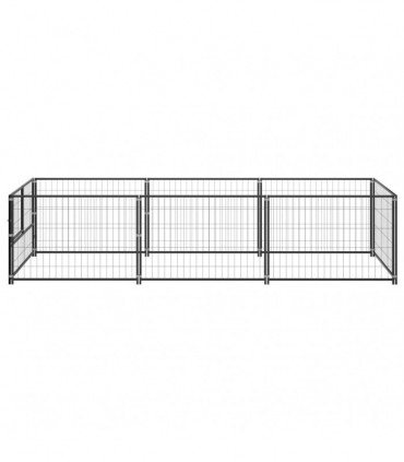 Dog Kennel Black 3 m² Steel