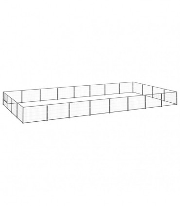 Dog Kennel Black 32 m² Steel