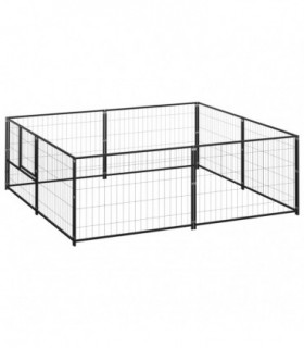 Dog Kennel Black 4 m² Steel