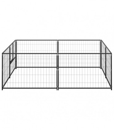Dog Kennel Black 4 m² Steel
