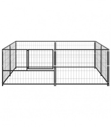 Dog Kennel Black 4 m² Steel