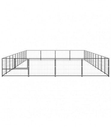 Dog Kennel Black 40 m² Steel