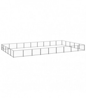 Dog Kennel Black 45 m² Steel