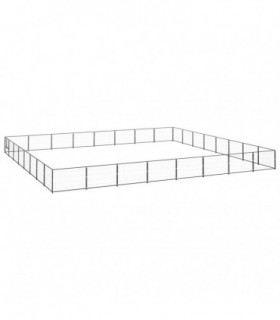 Dog Kennel Black 64 m² Steel