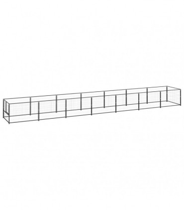 Dog Kennel Black 7 m² Steel