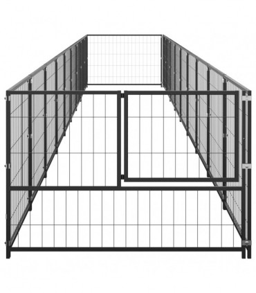 Dog Kennel Black 9 m² Steel
