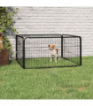 Dog Playpen 4 Panels Black 100x50 cm Powder-coated Steel