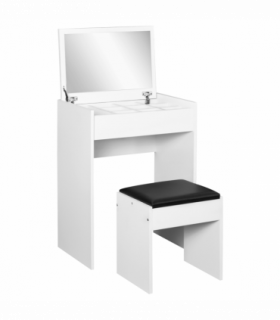 Dressing Table Set White Flip-up Mirror Hidden Space Padded Stool Multi-purpose