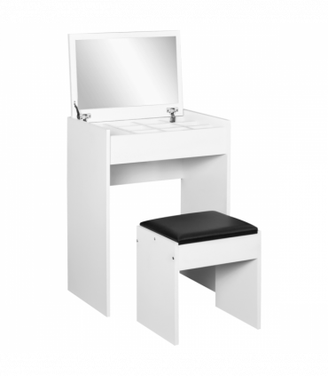 Dressing Table Set White Flip-up Mirror Hidden Space Padded Stool Multi-purpose