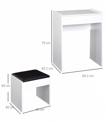 Dressing Table Set White Flip-up Mirror Hidden Space Padded Stool Multi-purpose