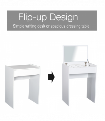 Dressing Table Set White Flip-up Mirror Hidden Space Padded Stool Multi-purpose