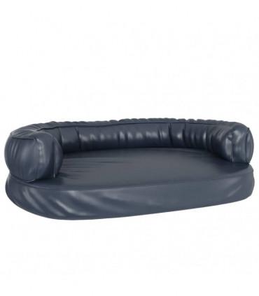 Ergonomic Foam Dog Bed Dark Blue 88x65 cm Faux Leather