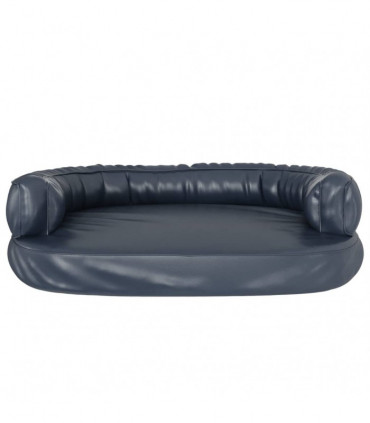Ergonomic Foam Dog Bed Dark Blue 88x65 cm Faux Leather