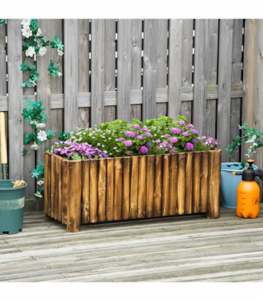 Fir Plant Pot Flower Bed Wooden 4 Feet 100Lx 40Wx40H cm Natural Wood Color