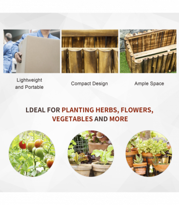 Fir Plant Pot Flower Bed Wooden 4 Feet 100Lx 40Wx40H cm Natural Wood Color