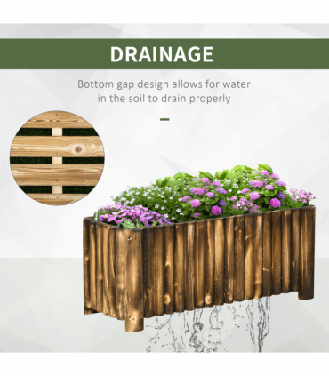 Fir Plant Pot Flower Bed Wooden 4 Feet 100Lx 40Wx40H cm Natural Wood Color