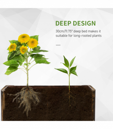 Fir Plant Pot Flower Bed Wooden 4 Feet 100Lx 40Wx40H cm Natural Wood Color