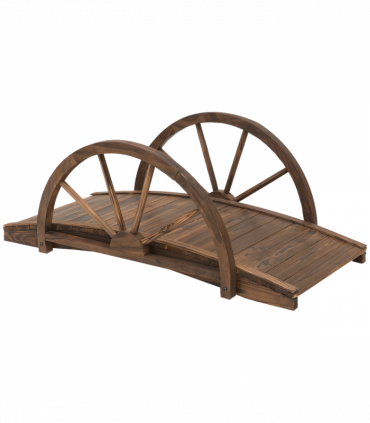 Fir Wood Outdoor Garden Decor Walkway Bridge Brown