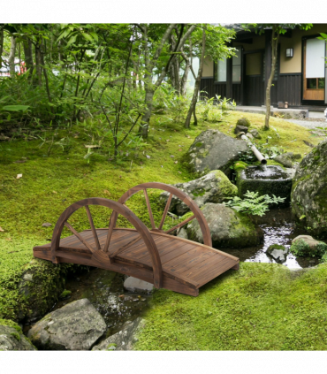 Fir Wood Outdoor Garden Decor Walkway Bridge Brown