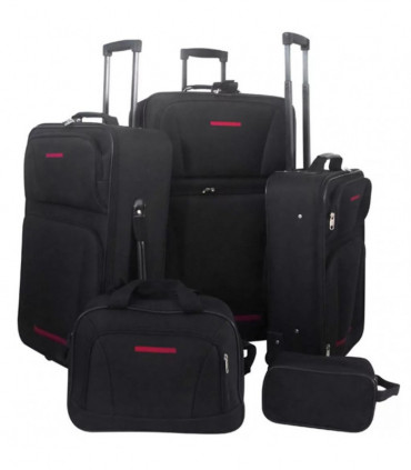 Five Piece Travel Luggage Set Black