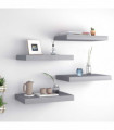 Floating Wall Shelves 4 pcs Grey 40x23x3.8 cm MDF