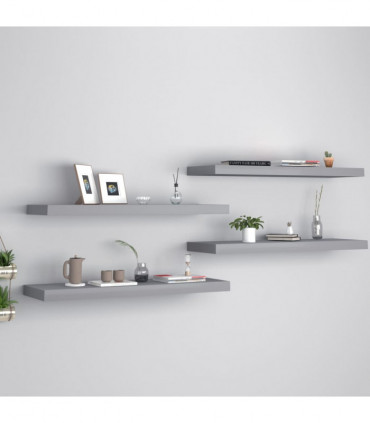 Floating Wall Shelves 4 pcs Grey 80x23.5x3.8 cm MDF