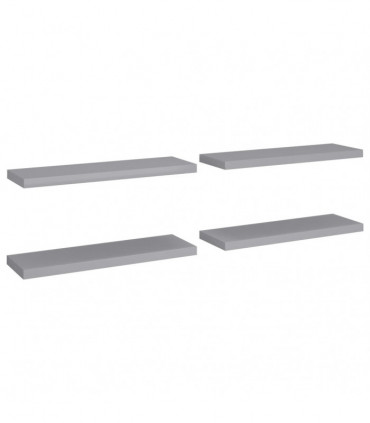 Floating Wall Shelves 4 pcs Grey 80x23.5x3.8 cm MDF
