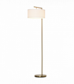 Floor Lamp with Linen Lampshade Round Base for Living Room Bedroom - White