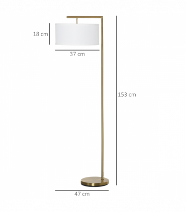 Floor Lamp with Linen Lampshade Round Base for Living Room Bedroom - White