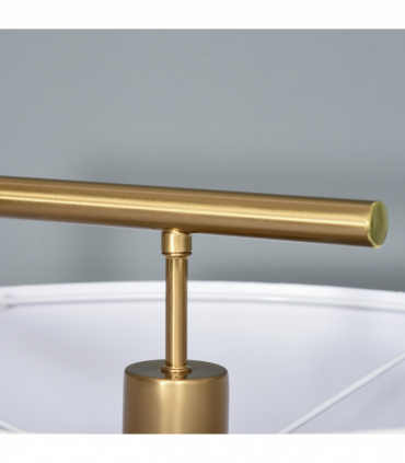 Floor Lamp with Linen Lampshade Round Base for Living Room Bedroom - White