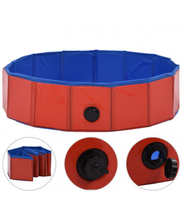 Foldable Dog Swimming Pool Red 80x20 cm PVC
