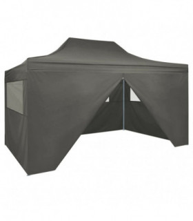 Foldable Tent Pop-Up with 4 Side Walls 3x4.5 m Anthracite