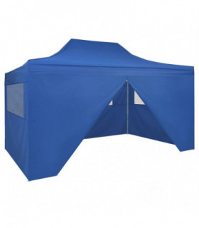 Foldable Tent Pop-Up with 4 Side Walls 3x4.5 m Blue